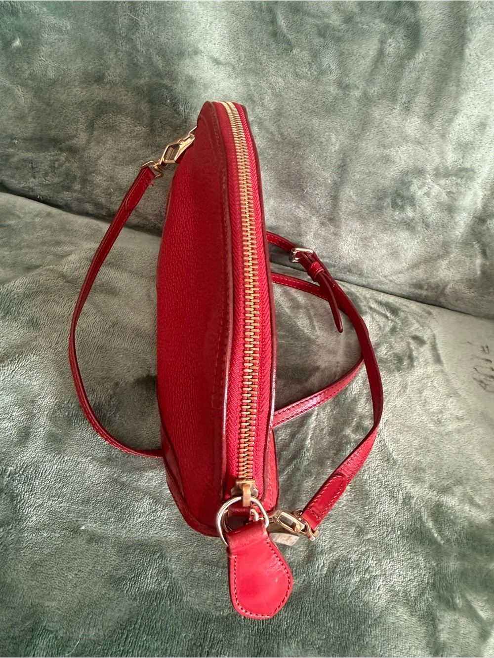 Burberry Red Pebbled Leather Dome Crossbody Bag with Gold Hardware - Picture 9 of 13